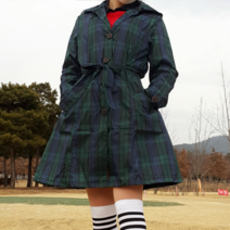 바로골프 여성 골프우의 방수 바람막이 비옷 레인코트 트렌치코트 체크그린, 골프우의 블랙