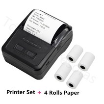 바코드출력기 바코드프린터 바코드기계 끼움라벨제작 케어라벨프린터 휴대용 미니 58mm 무선 열 영수증 티, 01 Add 4 Rolls Paper_01 EU 플러그