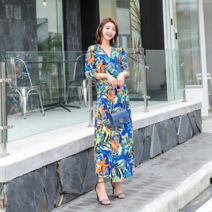 트로피컬 블루 맥시 롱 랩 원피스 DVF 다이앤 드레스