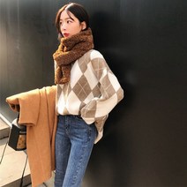 Studyofslag 2021 가을과 겨울 학술 스타일 게으른 바람 느슨한 체크 무늬 니트웨어 둥근 목 풀오버 그물 빨간색 신선한 내부 스웨터 여성