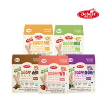 [베베스트] 처음먹는 칼슘 츄러스 5종 5개 (딸기 블루베리 코코아 야채 치즈), 선택:딸기3개+치즈2개
