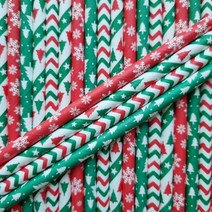 빌리에코 크리스마스 종이빨대 100개 4가지 디자인, 지그재그100개