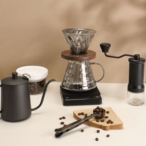 가정용 핸드드립 커피 세트 선물용 드립커피 만들기, 9종세트 (전기원두분쇄기)