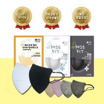 얇고 숨쉬기좋은 마스크 베스트핏 KF94대형 블랙 화이트 1매입 50매 100매, 연회색