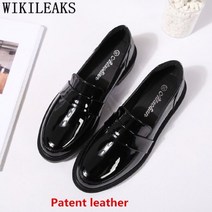 옥스포드로퍼 여성용 특허 가죽 신발 로퍼 한국 슬립온 진동기 여성 슈즈 T 누보