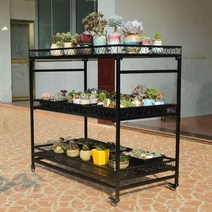 다육이화분대 화분받침 정리 선반 알뜰장터 이동선반, 이중층 80X너비 50X높이 80CM