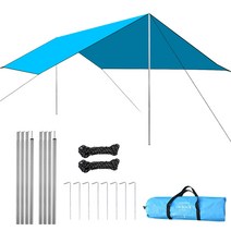 Lixada 그늘막 천막 선쉐이드 차광막 그늘막 텐트 아웃도어 타프, 300*295cm, 블루