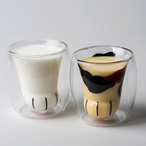 인블룸 고양이발 이중유리컵 (180ml), 풋프린트