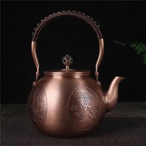 내열 게르마늄주전자 골동품 순수 구리 찻주전자 건강 끓는 물 주전자 수제 조각 냄비 레드 차 세트, 11.style10