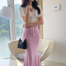 디작소 여성 여름 이니드 스트링 날개 반팔 티셔츠