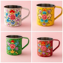 음료수잔 애나멜 스텐 손머그 450ml 물잔 물컵 재고-784EA, 옐로우, 본상품선택