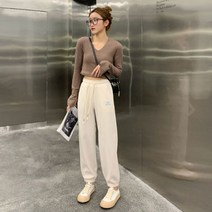 아이보리 골덴바지 벨벳 면 코듀로이 조거팬츠