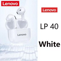 레노버 LP40 블루투스 이어폰 무선 컨트롤 터치 헤드폰 스포츠용 긴 대기 마이크 휴대폰용, 02 WHITE