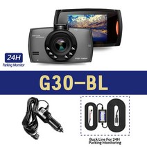 차량 블랙박스 채널 1 2 후방 카메라자동차 DVR 대시캠 2.4 인치 FHD 1080P 비디오 레코더 카메라 시간 주, 02 G30-BL_02 16G