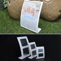 socean 안내지 곡선 게시판 탁상 꽂이 테이블 스탠드 화이트 아크릴 단면 POP 메뉴판 데스크 알림판 카다로그 쇼케, A5