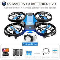 V8 도매 유도 제어 RC 헬리콥터 장난감 선물 FPV VR 미니 드론 4k HD 항공 사진 접이식 Quadcopter 카메라와 함께, CN, blue 4K 3B VR