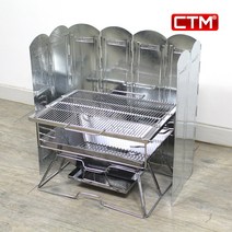 CTM 접이식 버너바람막이 알루미늄 윈드스크린 10단 12단 가스 렌지 코펠 가드 캠핑취사용품, CTM 버너바람막이 초대형 8단 120X60 실버