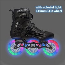 롤러브레이드 인라인스케이트 3 휠 LED 플래시 인라인 스케이트 신발 3X110mm 화이트 블루 그린 레드 핑크 라이트 컬러 샤인 롤러 스케이트 Street Patines 110m, 44, BLACK colorful light