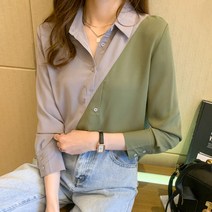 서양풍 날씬해 보이는 봄가을 여성 칼라 패치 블라우스 상의 카디건 셔츠 레깅스 셔츠
