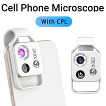 고배율망원경 쌍안경 콘서트망원경 뮤지컬 모바일 확대 현미경 렌즈 200X 미니 휴대폰 카메라 비디오 마이크로 LED 라이트 가이드 포켓 매크로, [01] White with CPL