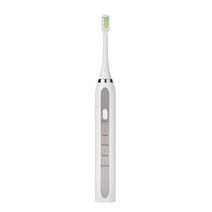 음파 전동칫솔 성인 USB 퀵 충전 전자기 서스펜션 전동칫솔 발렌타인 선물, 아이보리 화이트 실버 패널