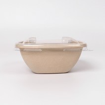 [SI] 375ml 도시락 샐러드 누들 덮밥 포장용기 펄프 정사각볼+뚜껑포함 500세트, [SI] 375ml 펄프정사각볼+뚜껑500세트