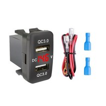 QC3.0 듀얼 USB QC 자동차 소켓 충전기 36W 12-24V Voltmeter LED 전압 표시 전원 어댑터 도요타에 대 한 빠른 충전, 01 China, 02 40X22mm for Toyota-R