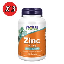 나우 푸드 아연 징크 50 mg 250정 X 3통, 1개, 기본