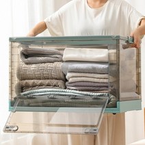 바퀴리빙박스 투명정리박스 적층수납함 40L 옷수납리빙박스 바퀴달린리빙박스 폴딩리빙박스