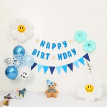 [피앤비유니티] 마카롱 스마일데이지 생일세트 8종, 05)마카롱 스마일데이지 생일세트-스탠드 블루톤