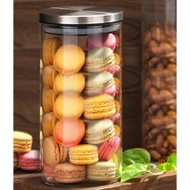 VNJ588090원형 유리보관용기 1.2L 밀폐 캐니스터, 1개
