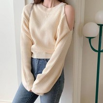 퍼니걸스 5621 데일리 언발 트임 라운드 긴팔 니트 여성의류