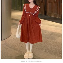 DFMEI 원피스 여 가을 프렌치 터틀넥 수술 긴팔 루즈핏 슬림해 보이는 미디스커트