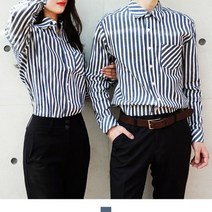 커플시밀러룩 네이비 스트라이프 셔츠
