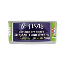 Fish 4 Ever Skipjack Tuna Steaks in Olive Oil 160g - Pack of 4, 1