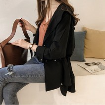 여성 봄 트렌치코트 오버핏 루즈핏 캐주얼 후드자켓