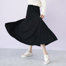 빅걸스토리 여성용 빅사이즈 허니 밴딩 훌 치마 캐주얼 골지 롱스커트