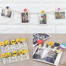 리시안제이 나무집게 마끈 세트 앤틱 소품 폴라로이드 사진 집게, 영문 14P