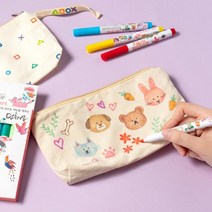 민화샵 천필통 파우치만들기 꾸미기 캔버스천파우치 도안 에코파우치 필통만들기 초등학생필통 펜케이스 무지파우치, 파우치천필통만들기-국화