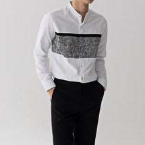 스타일에스 남자 빅사이즈 보카시 배색 차이나 카라 긴팔 셔츠 헨리넥 슬림핏 남방