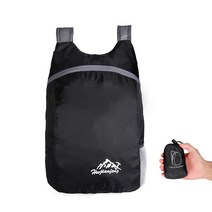 DS 초경량 접이식 여행 방수 백팩 배낭 보조 가방, 블랙