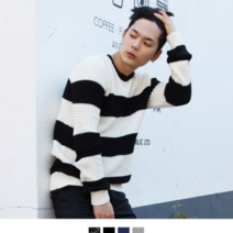 보드미 커플시밀러룩 남자 데일리 스트라이프니트 남녀공용