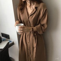 셔츠형 원피스 루즈핏 롱 겨울 플리츠 드레스 트렌치 하객룩