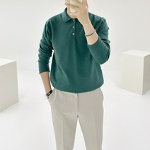 아도르클래식 라우스 버튼 카라 헨리넥 부드러운 긴팔 니트