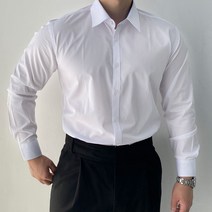 포시즌 스판 슬림핏 남성 긴팔 고급 정장 와이셔츠 머슬핏 오피스룩 예복 드레스셔츠
