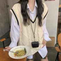 나루니 W05930 니트조끼 니트베스트 스웨터조끼 오버핏 여성조끼 브이넥