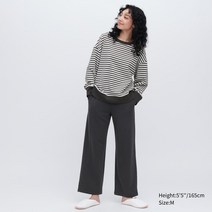 유니클로 여성용 울트라 스트레치 홈웨어 실내복 트레이닝 상하의 세트 빅사이즈 긴팔 보더 455415