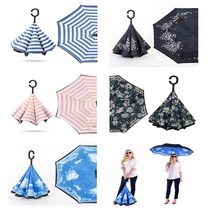 C형 거꾸로 고급 양산 암막 UV 접이식 휴대용 튼튼한 자동 우산