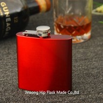 플라스크 휴대용 술병 304 컬러 스테인리스 스틸 힙 6oz화이트 블랙 블루 레드 핑크 암 그린 골든, 뜨거운 빨강, hot red, 1개