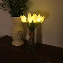 via k studio 화이트 튤립 부케 LED 무드등, 오렌지